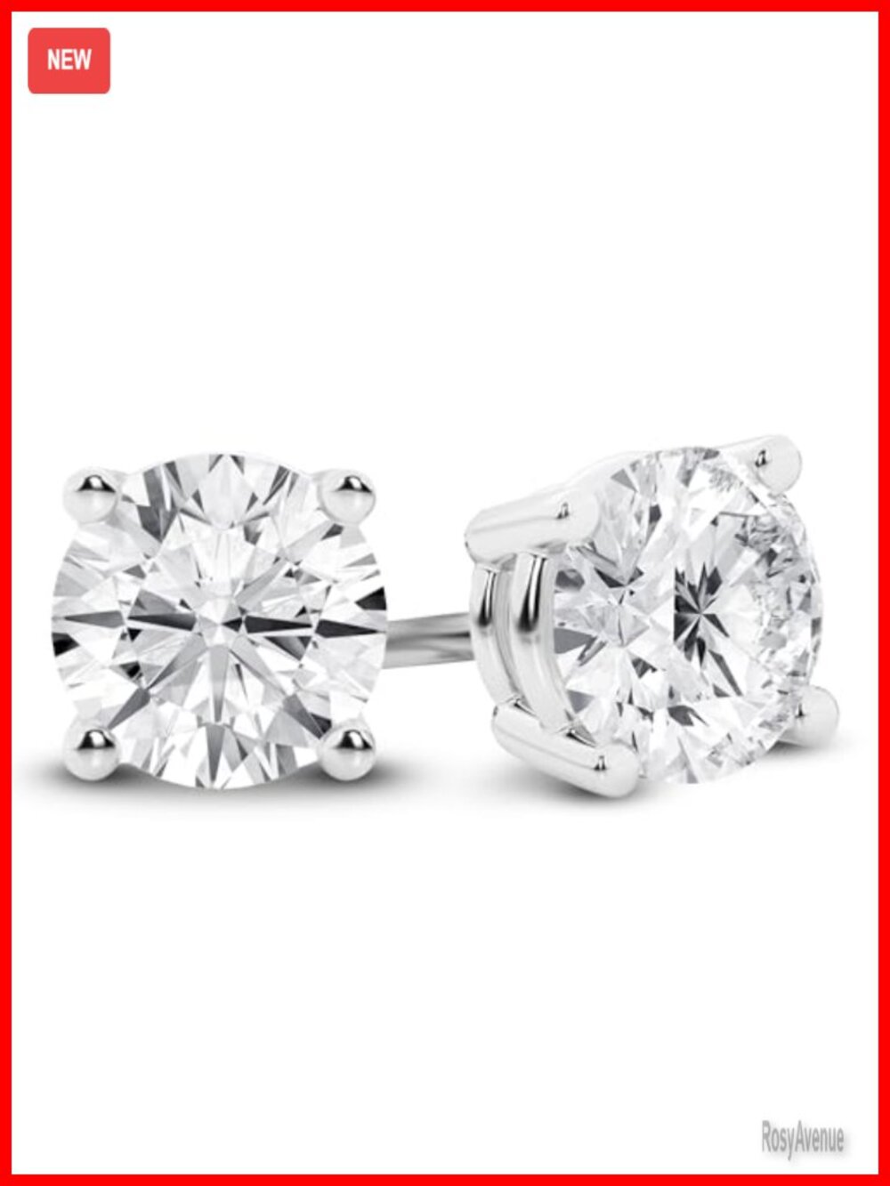 Lab Grown Diamond Stud Earrings 14K White Gold 4ctw Screw Back